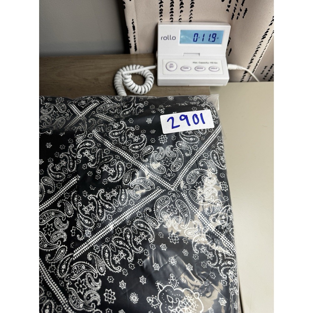Monteau Los Angeles Linen Blend Wide Leg Bandana Print Pants XL‎ Black White - Picture 11 of 11
